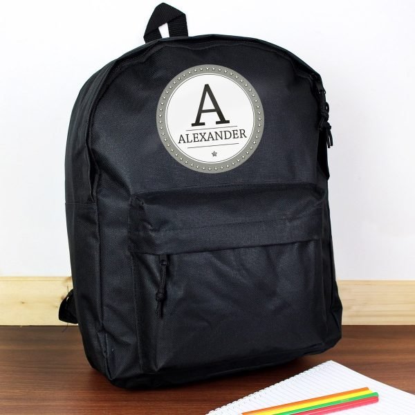Personalised Star Name Black Backpack