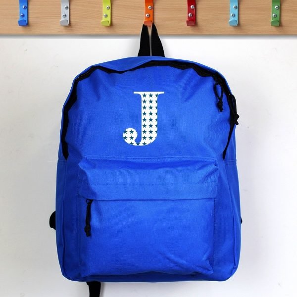 Personalised Star Initial Blue Backpack
