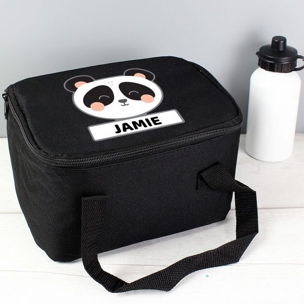 Personalised Panda Black Lunch Bag