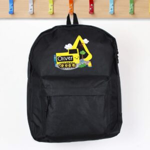 Personalised Digger Black Backpack