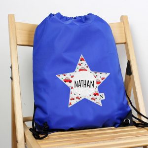 Personalised Star With Car Pattern Blue Kit Bag