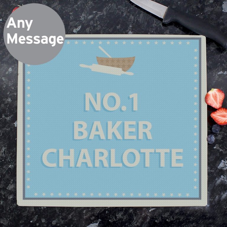 Personalised Baker Glass Chopping Board/Worktop Saver