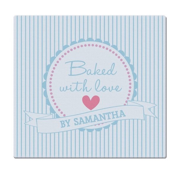 Personalised Baked With Love Glass Chopping Board/Worktop Saver