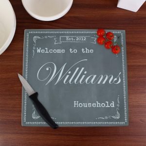 Personalised Abstract Rose Glass Chopping Board/Worktop Saver