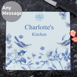 Personalised Abstract Rose Glass Chopping Board/Worktop Saver