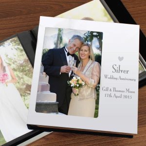 Personalised Decorative Silver Anniversary 6×4 Photo Frame Album