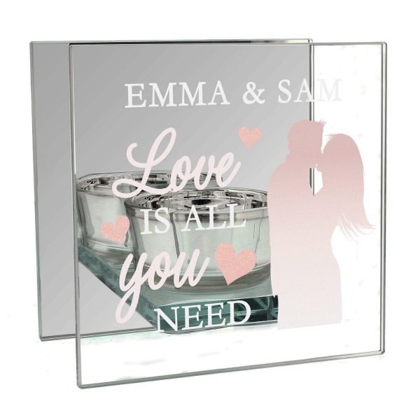 Personalised ‘Love is All You Need’ Mirrored Glass Tea Light Holder