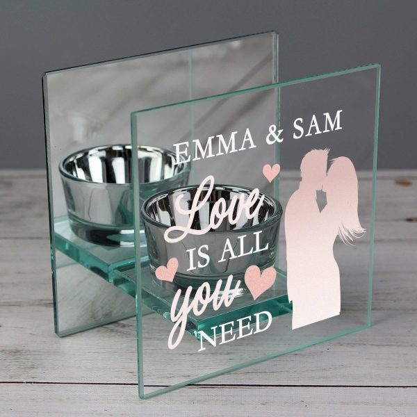 Personalised ‘Love is All You Need’ Mirrored Glass Tea Light Holder