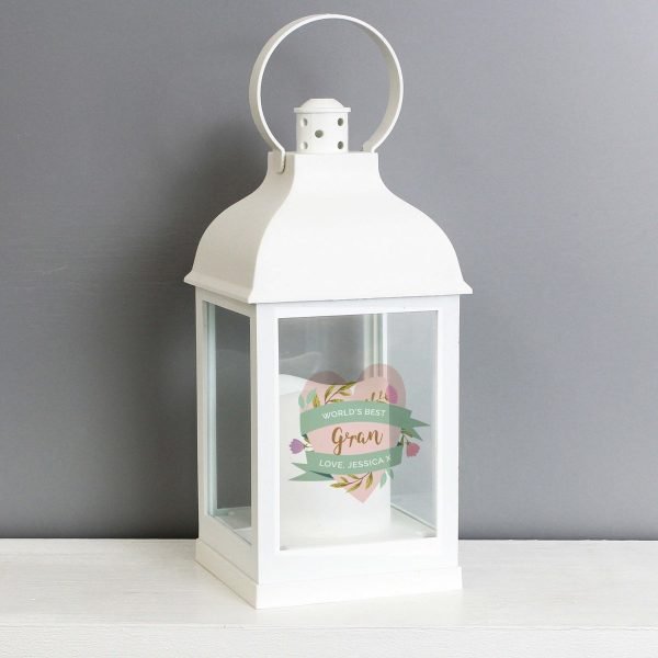 Personalised Floral Heart Mother’s Day White Lantern