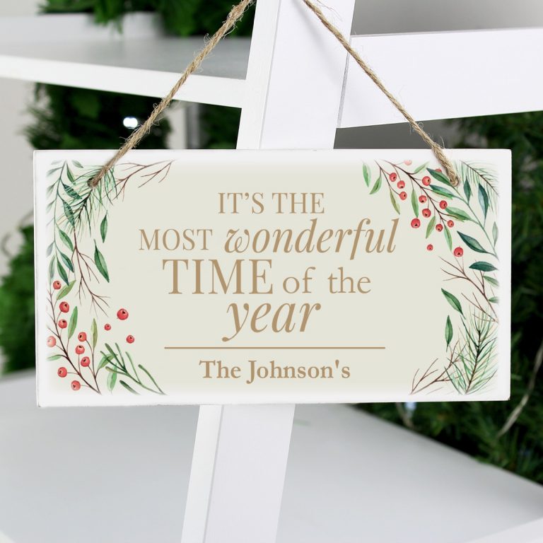 Personalised ‘Wonderful Time of The Year’ Christmas Wooden Sign