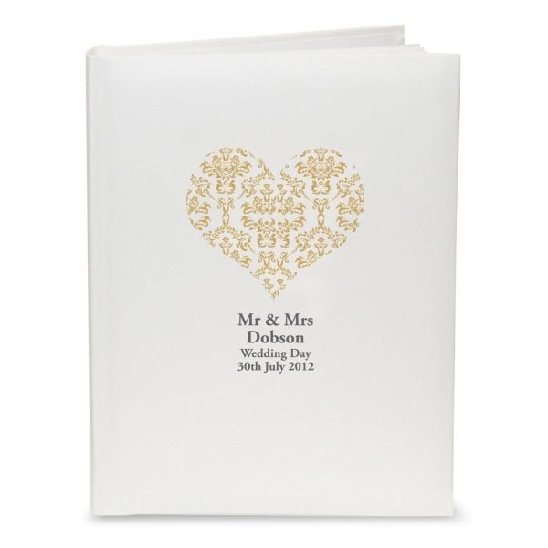 Personalised Gold Damask Heart Traditional Album
