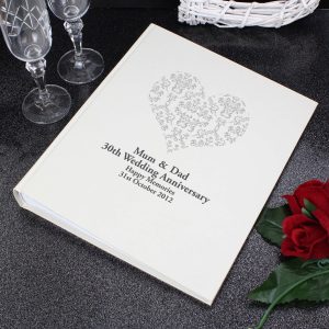 Personalised Silver Damask Heart Traditional Album