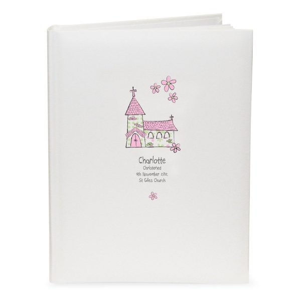 Personalised Whimsical Church Pink Traditional Album