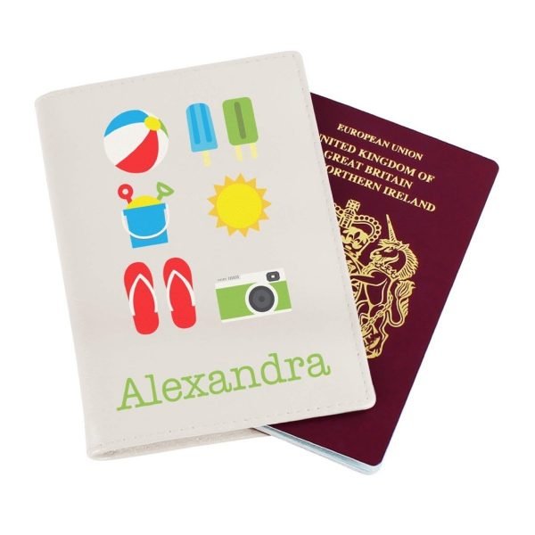 Personalised Bright Travel Cream Passport Holder