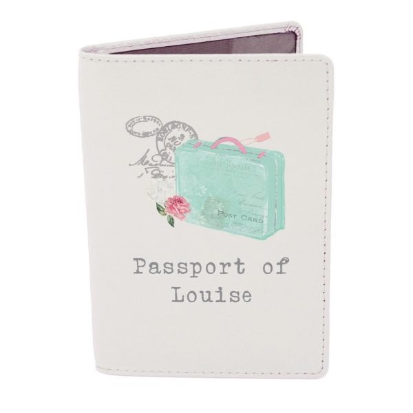 Personalised Vintage Pastel Travel Cream Passport Holder