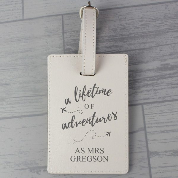 Personalised ‘Lifetime of Adventures’ Cream Luggage Tag
