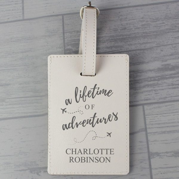 Personalised ‘Lifetime of Adventures’ Cream Luggage Tag