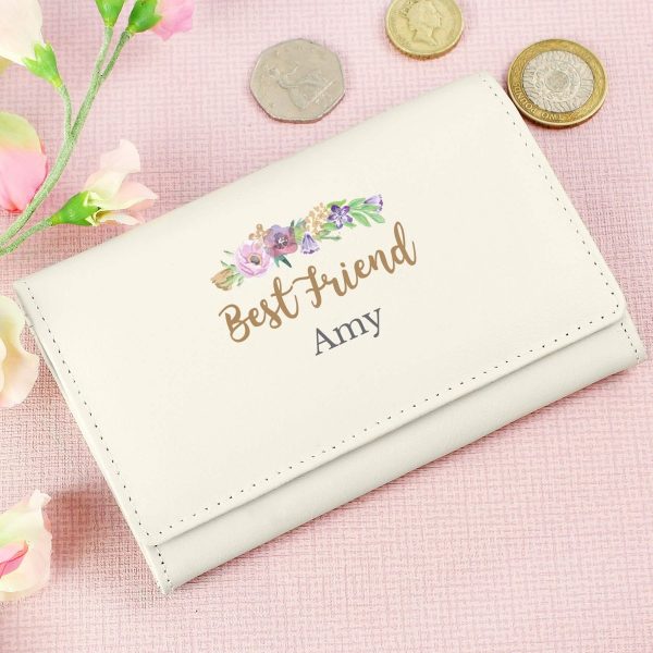 Personalised Floral Watercolour Cream Purse