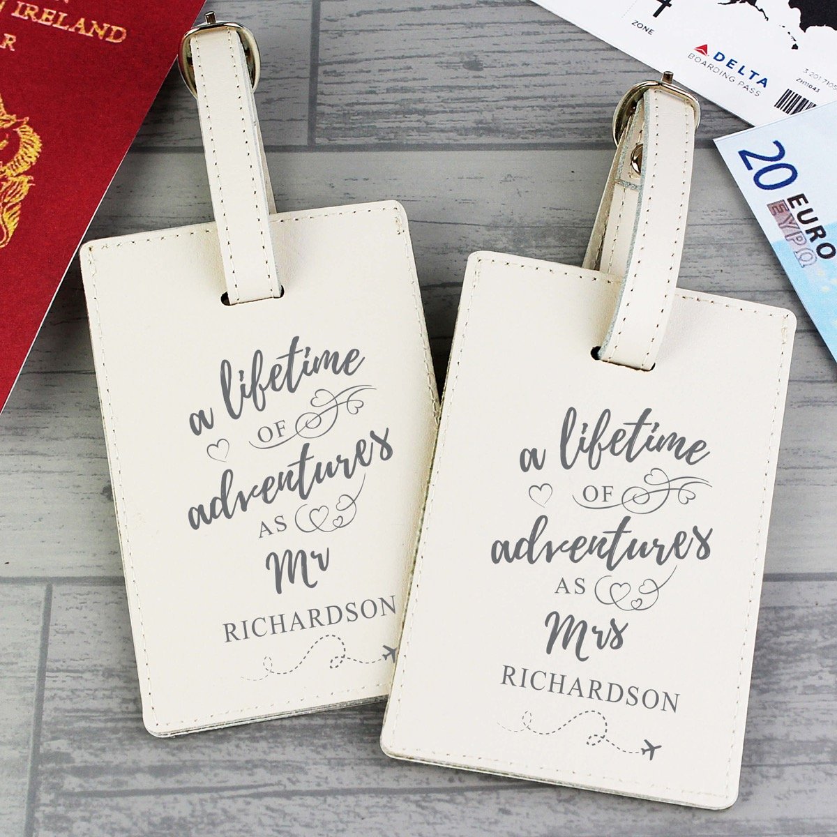 Personalised ‘Lifetime of Adventures’ Couples Luggage Tags