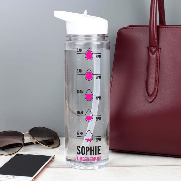 Personalised Pink ‘Hydration Tracker’ Island Water Bottle