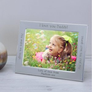 Personalised Silver Plated Photo Frame – I/We Love You Daddy