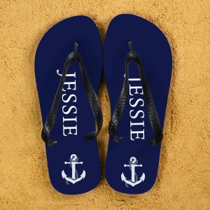 Personalised Adults Flip Flops (Blue & White) – Anchors