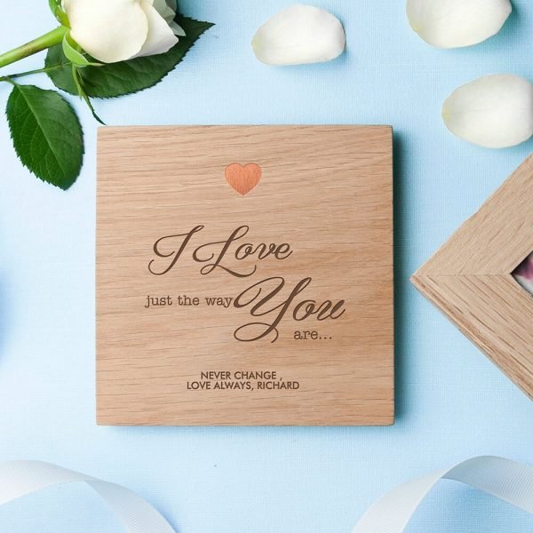 Personalised Oak Photo Cube – I Love You The Way You Are
