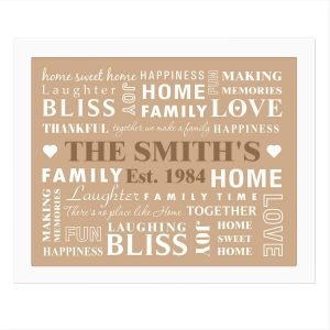 Personalised Family Typography White Framed Print
