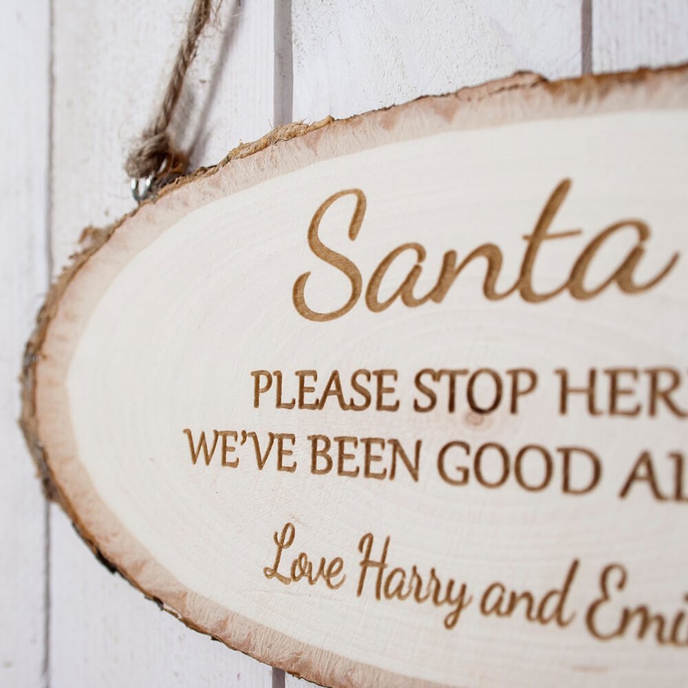 Personalised Wooden Sign – Santa Please Stop