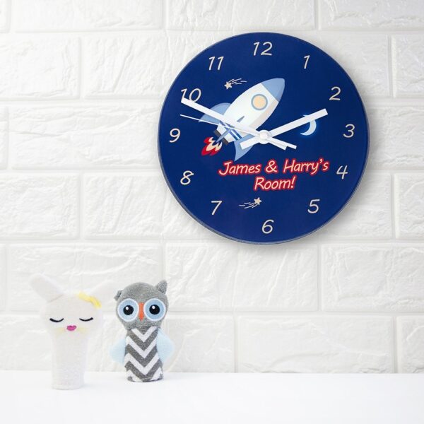 Personalised Wall Clock – Rocket to the Moon