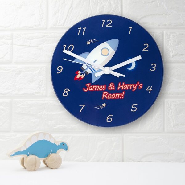 Personalised Wall Clock – Rocket to the Moon