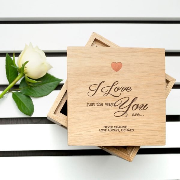 Personalised Oak Photo Cube – I Love You The Way You Are