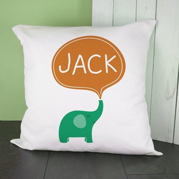 Personalised Cushion Cover – Hello World Elephant