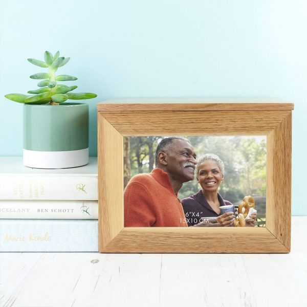 Personalised Oak Photo Keepsake Box – Couple Monogram (Medium)