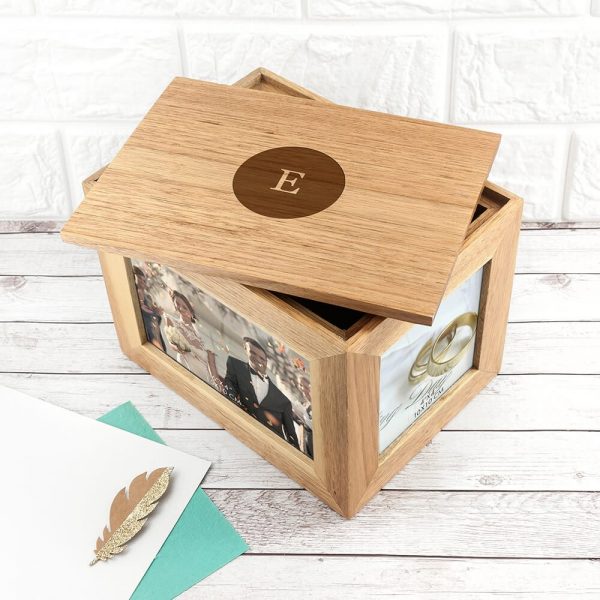 Personalised Oak Photo Keepsake Box – Initials (Medium)