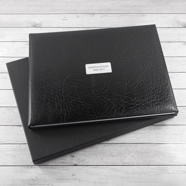 Personalised Black Leather Memoriam Book