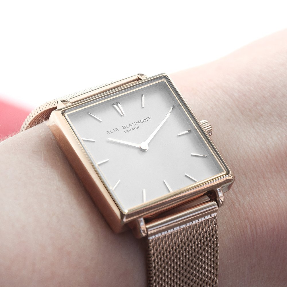 Personalised Ladies Rose Gold (Square) Watch – Your Message