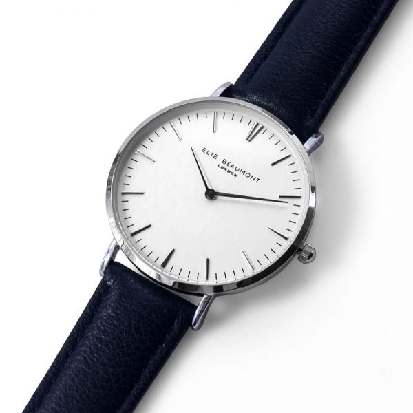 Personalised Ladies Navy Leather Watch – Your Message