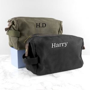 Personalised Deluxe Denim Wash Bag Grey