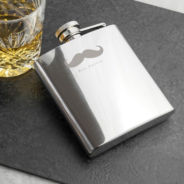 Personalised Hip Flask – Moustache