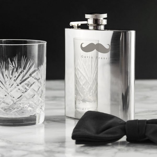 Personalised Hip Flask – Moustache