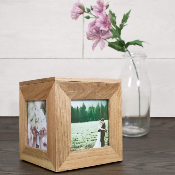 Personalised Oak Photo Cube & Keepsake Box
