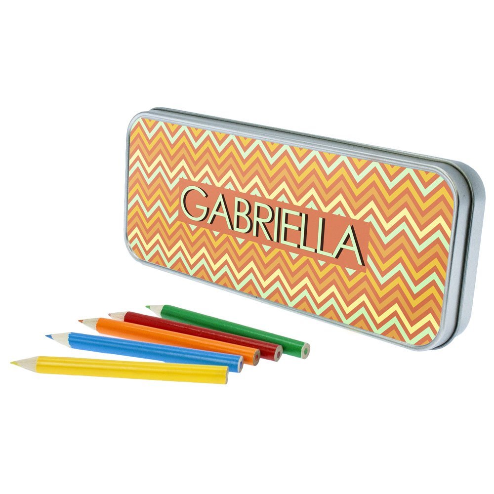 Personalised Orange Chevron Pencil Case