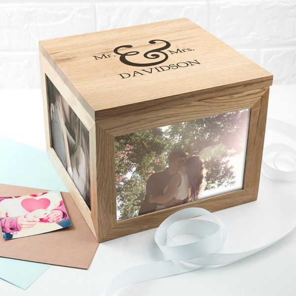 Personalised Oak Photo Keepsake Box – Classic Mr & Mrs
