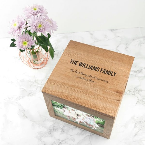 Personalised Oak Photo Keepsake Box – Family