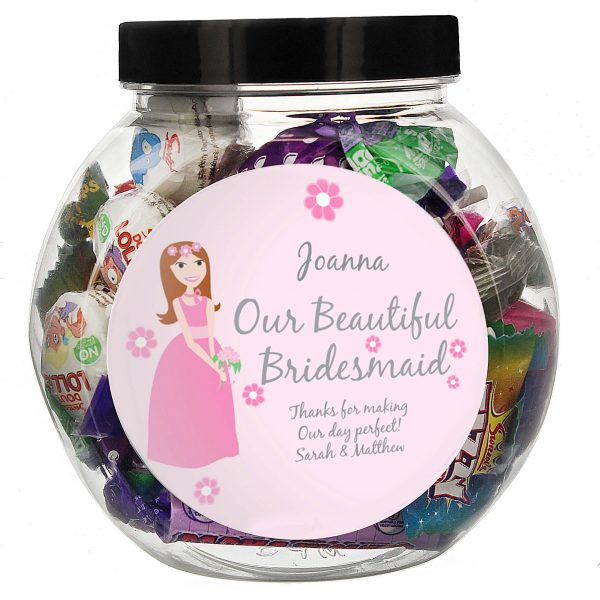 Personalised Beautiful Bridesmaid Sweet Gift Jar