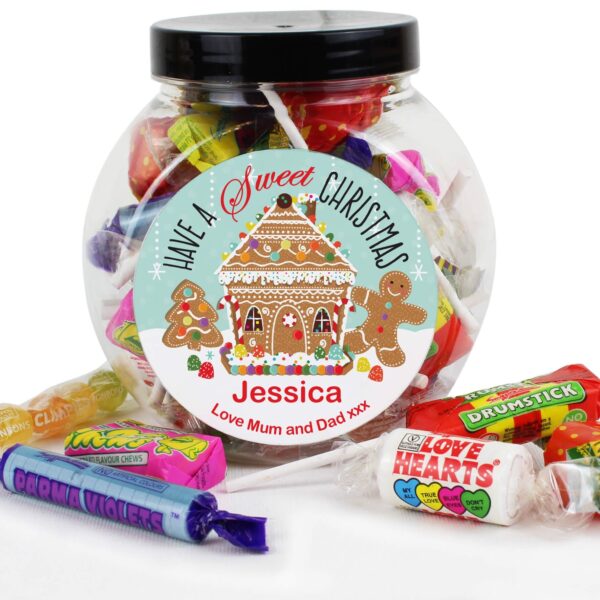 Personalised Gingerbread House Sweet Gift Jar