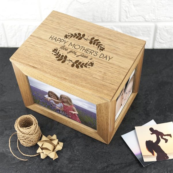 Personalised Oak Photo Keepsake Box – Mother’s Day (Medium)