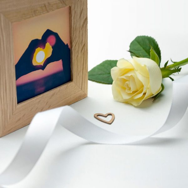 Personalised Oak Photo Cube – Be my Valentine
