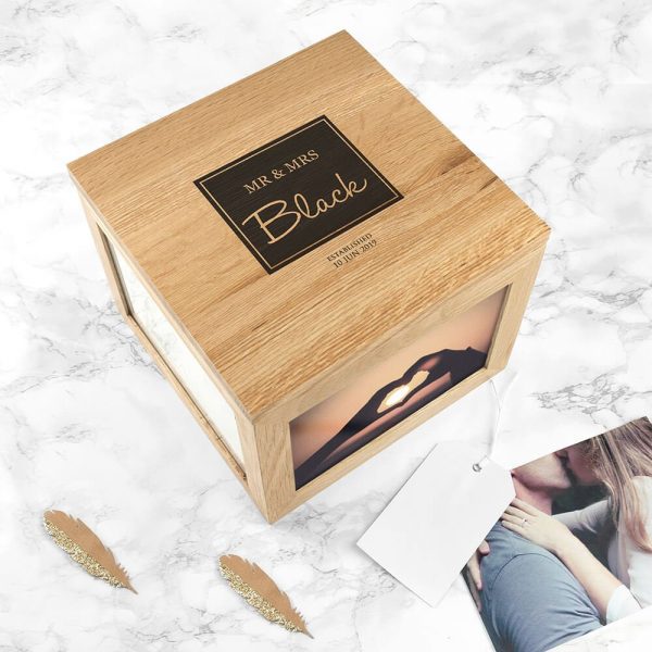 Personalised Oak Photo Keepsake Box – Contemporary Mr & Mrs